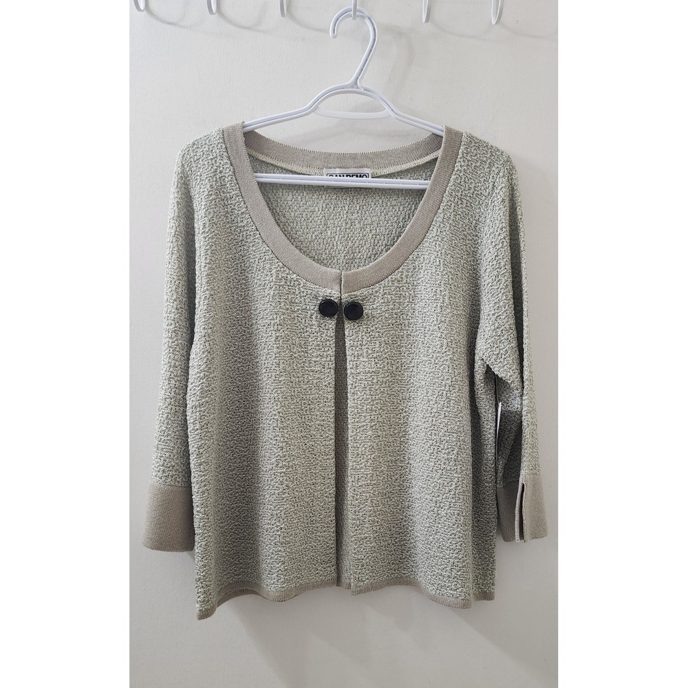 San Remo by Laura Knits Vintage Cardigan Sweater Beige Textured Knit Made in USA